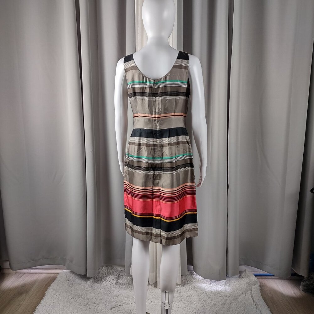 Banana Republic 100% Silk Striped Sheath Knee Length Dress Petite 4P - Picture 4 of 11